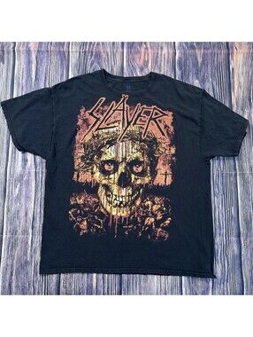 Slayer T-Shirt XL Black Crown of Thorns Skull Graphic Heavy Metal Band Tee